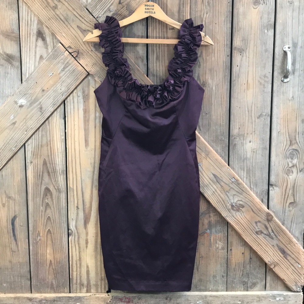 Maggy London Ruffled Neckline Cocktail Dress